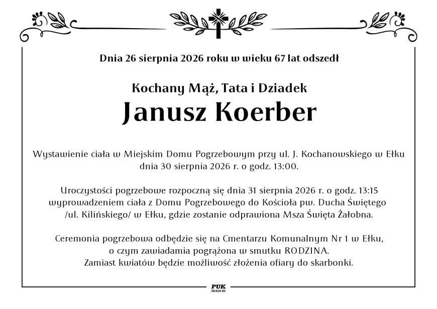 Janusz Koerber - nekrolog